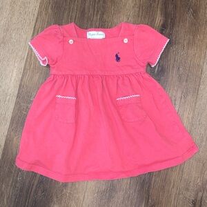 Ralph Lauren Pink Short Sleeve Dress With Pockets 3m